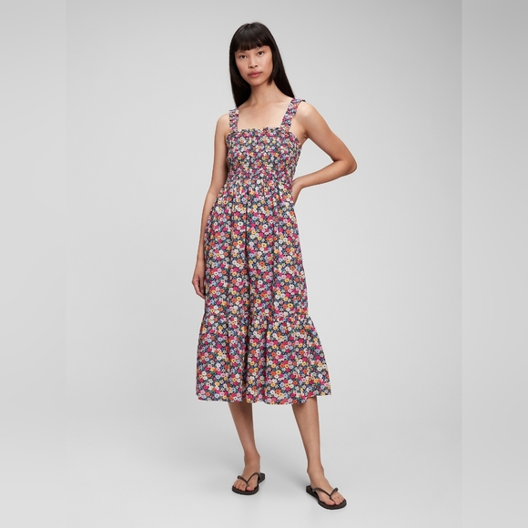 GAP Dresses & Skirts - Gap Coquette Prairie Country Floral Print Spring Summer Smocked Midi Dress S